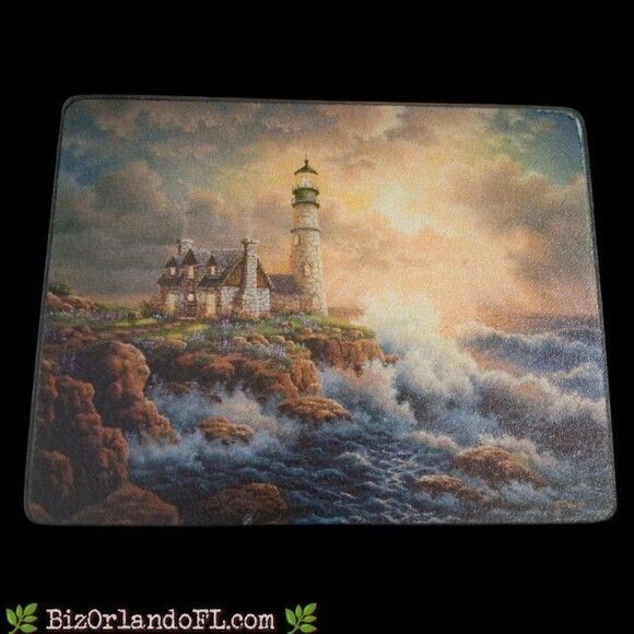 Artisan Other - VINTAGE: Crashing Waves / Lighthouse / Sunset Scene Tempered Glass Cutting Board